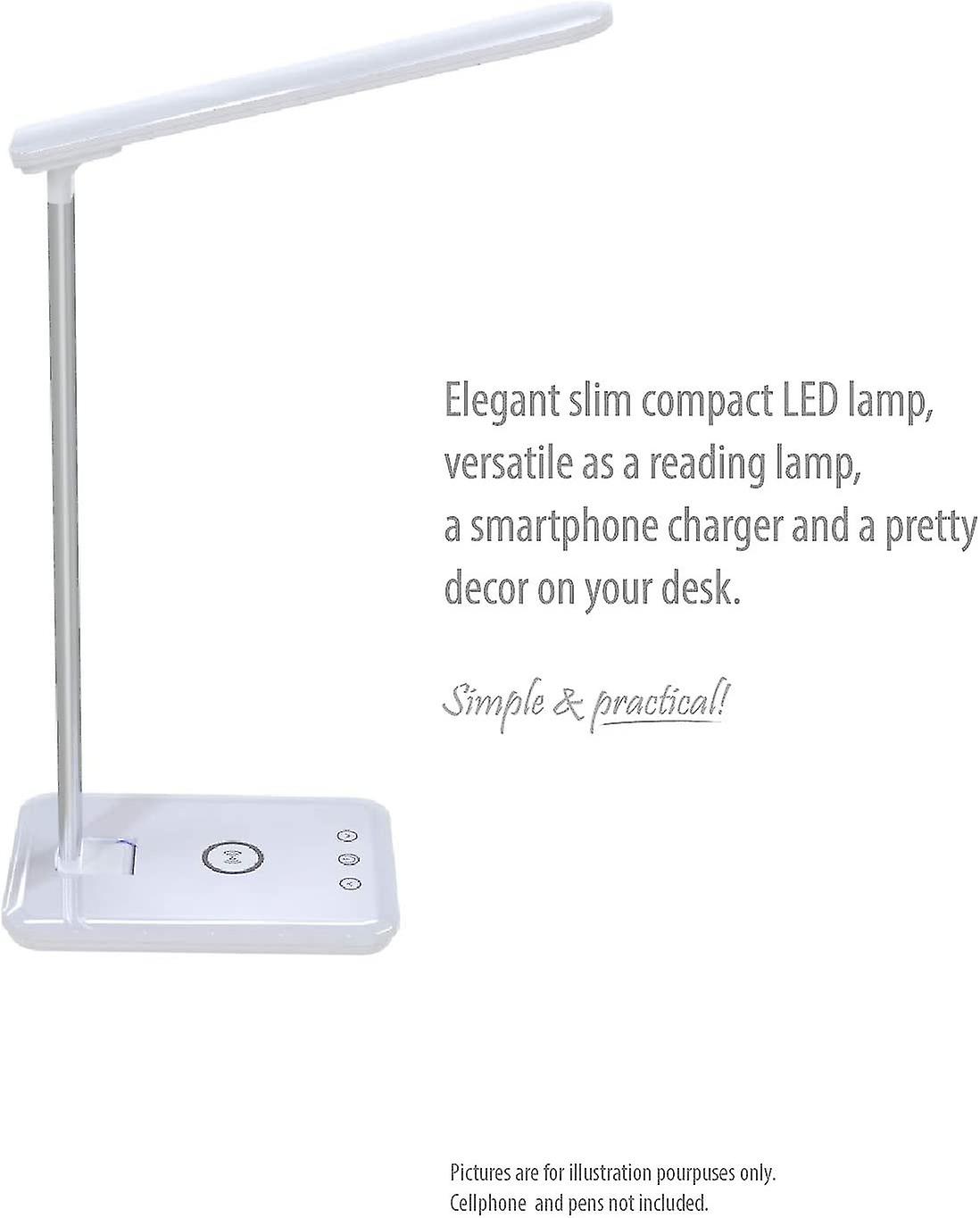 Led Desk Lamp With Qi Wireless Smart Charger， Home Office Bedside Table Night Light Lamp Dimmable Brightness 3 Lighting Color Changing Modes And Touch