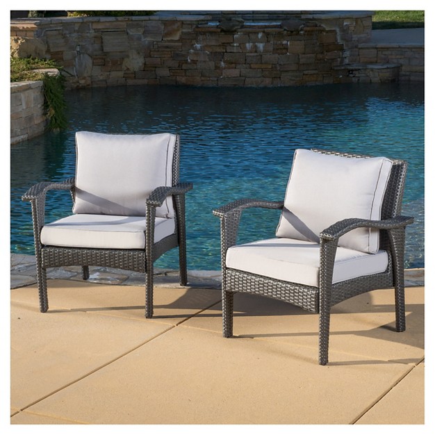 Honolulu Set Of 2 Outdoor Wicker Club Chair With Cushion Christopher Knight Home