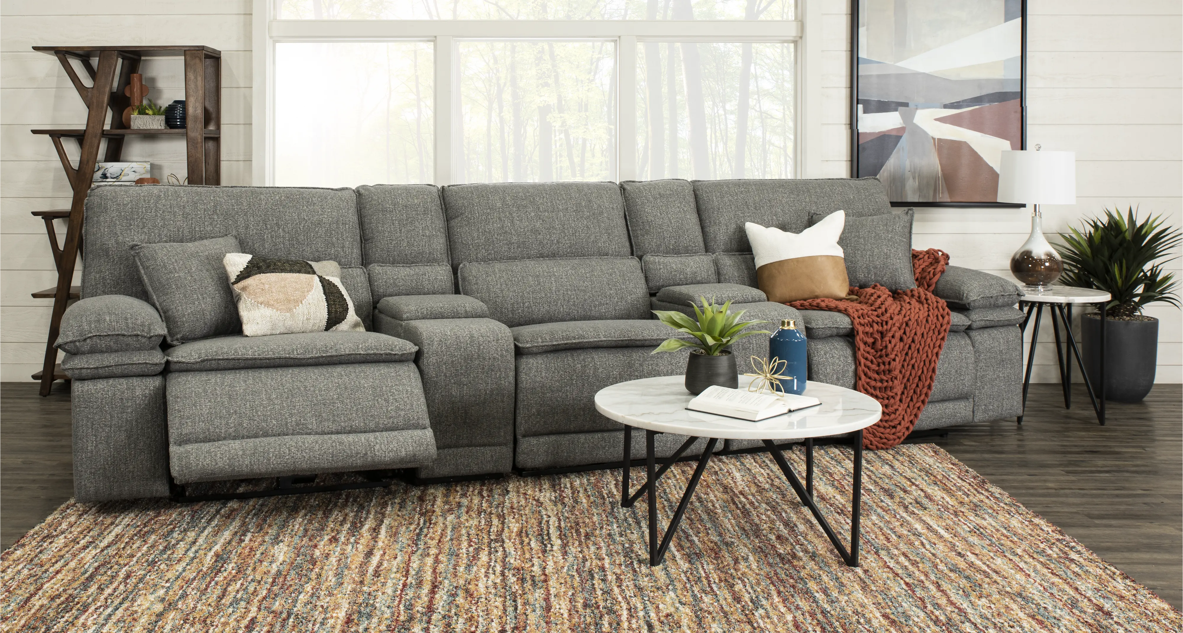 Merino Charcoal Gray 5 Piece Power Reclining Sofa