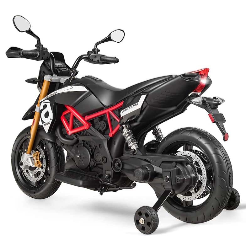 Licensed Aprilia Kids Ride on Motorcycle 12V Battery Powered Dirt Bike Riding Toy Motorbike with Training Wheels