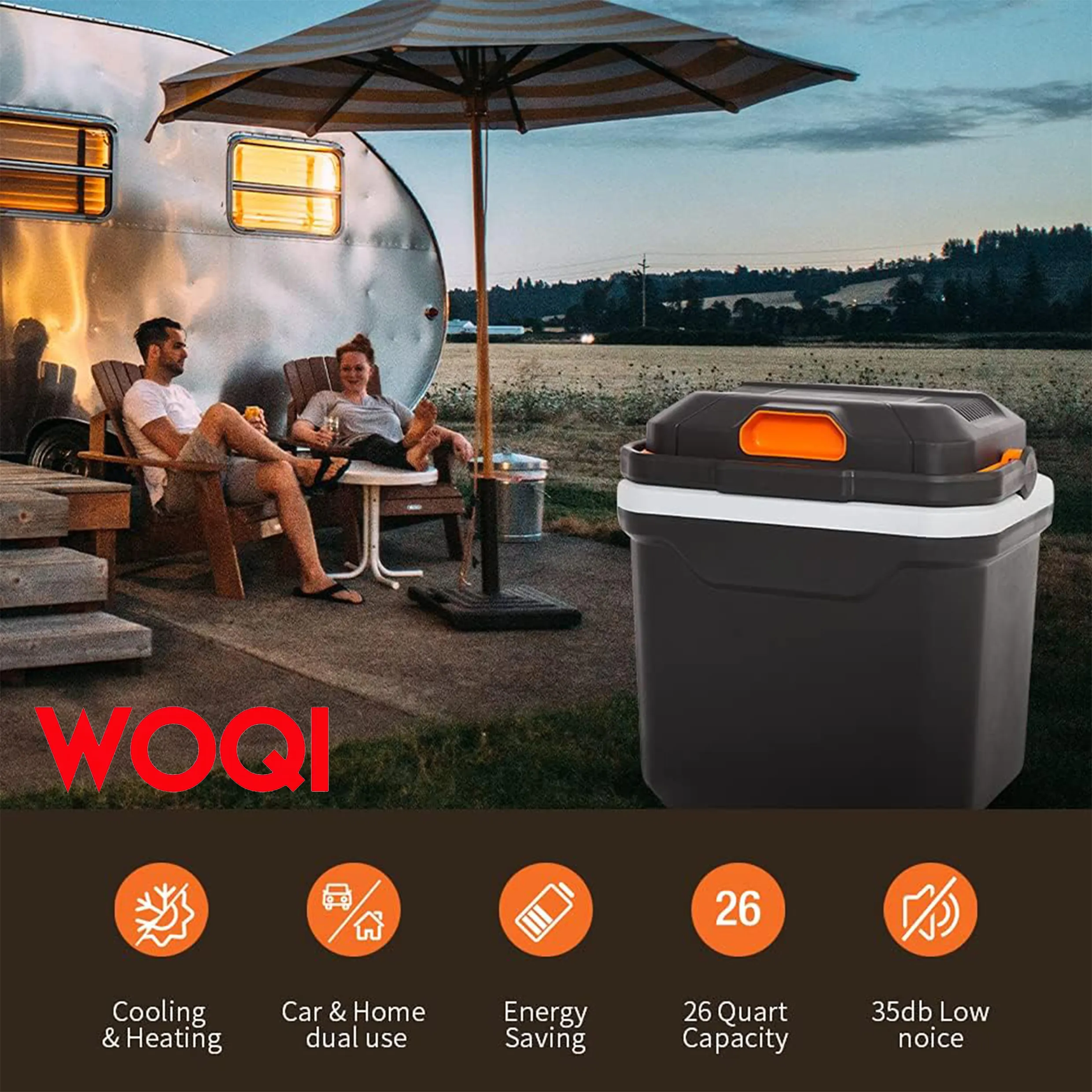 WOQI cooler and heater  electric ice cooler for travel  camping  vehicles  trucks  and homes