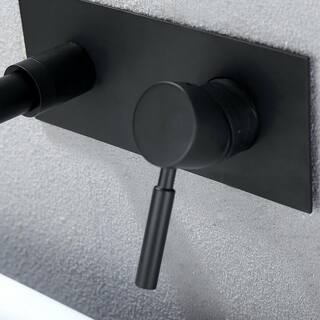 WELLFOR Single-Handle Wall Mounted Faucet with Cover Plate in Matte Black WB-H#RB022YB