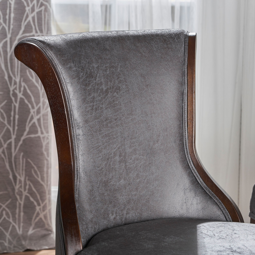 GDF Studio Lexia Classic Slate Microfiber Dining Chair  Set of 2   Transitional   Dining Chairs   by GDFStudio  Houzz