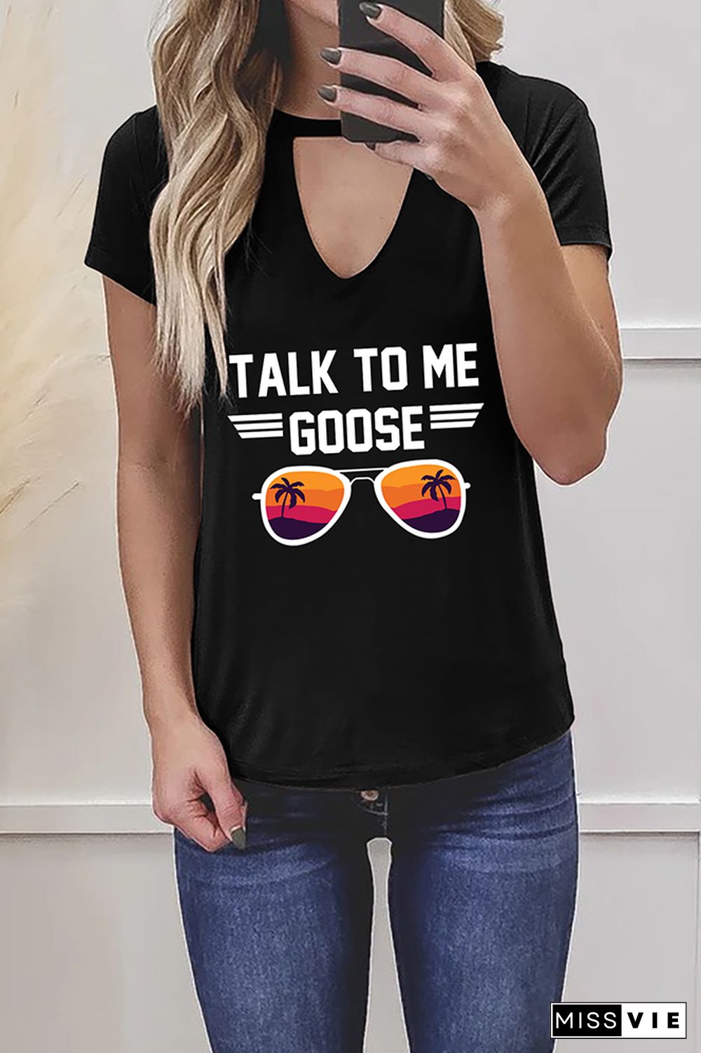 Talk To Me Goose Graphic Tees for Women Wholesale Short Sleeve T shirts Top