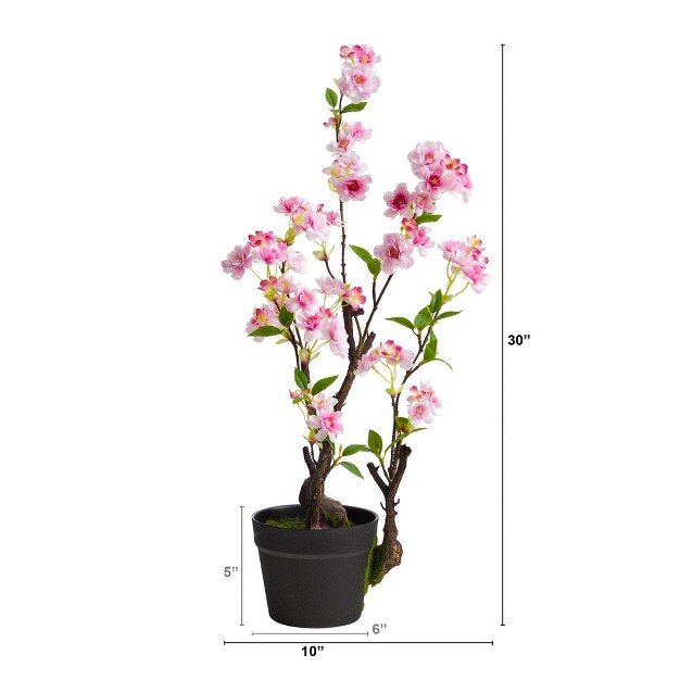 Nearly Natural 2 5 ft Cherry Blossom Artificial Plant