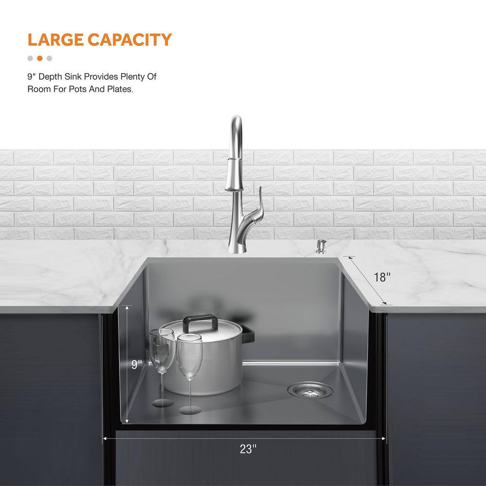 Glacier Bay All-in-One Undermount Stainless Steel 23 in. Kitchen Sink VUR2318PA1