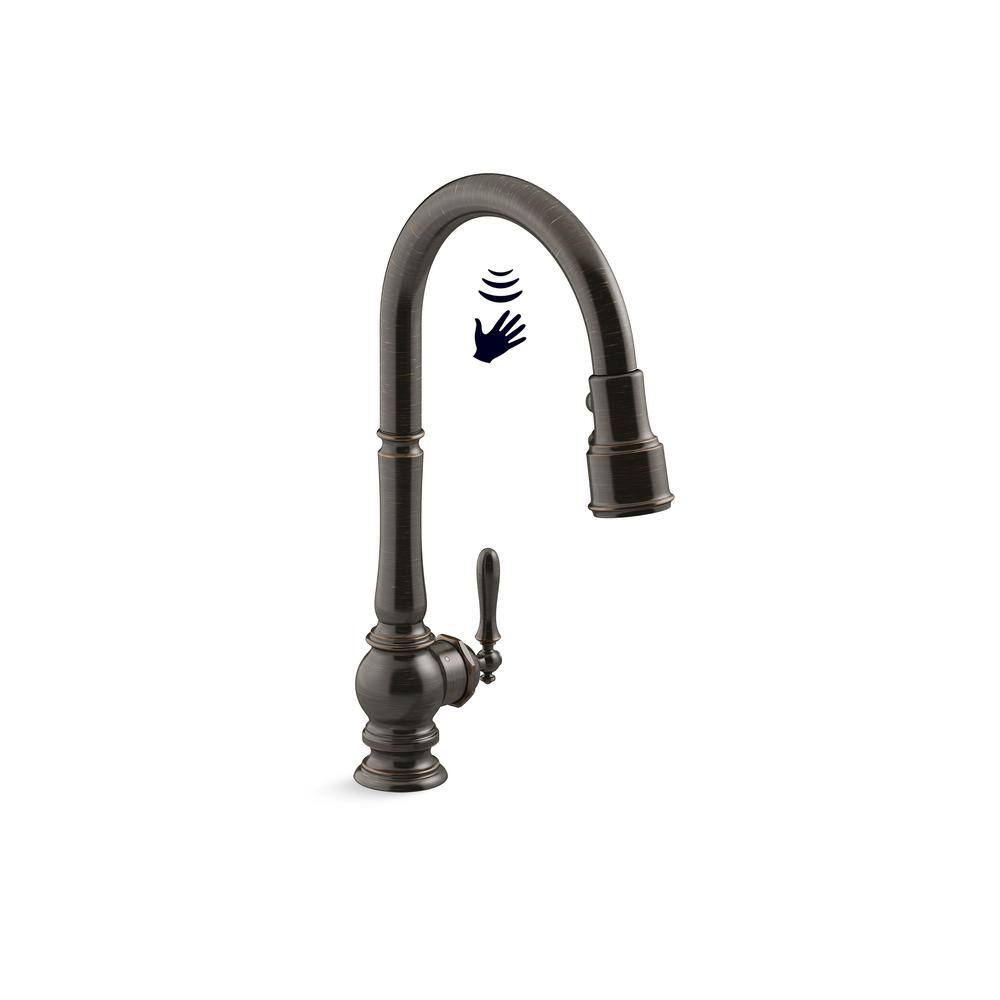 KOHLER Artifacts Single-Handle Touchless Pull-Down Sprayer Kitchen Faucet in Oil-Rubbed Bronze K-29709-2BZ