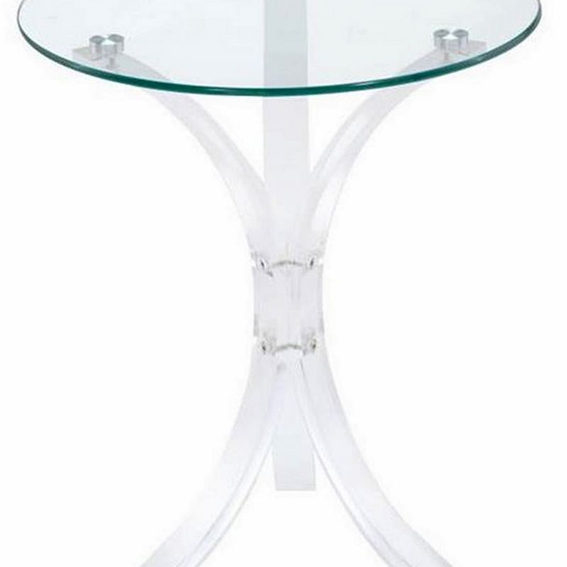 Contemporary Acrylic Accent Table With Glass Top， Clear