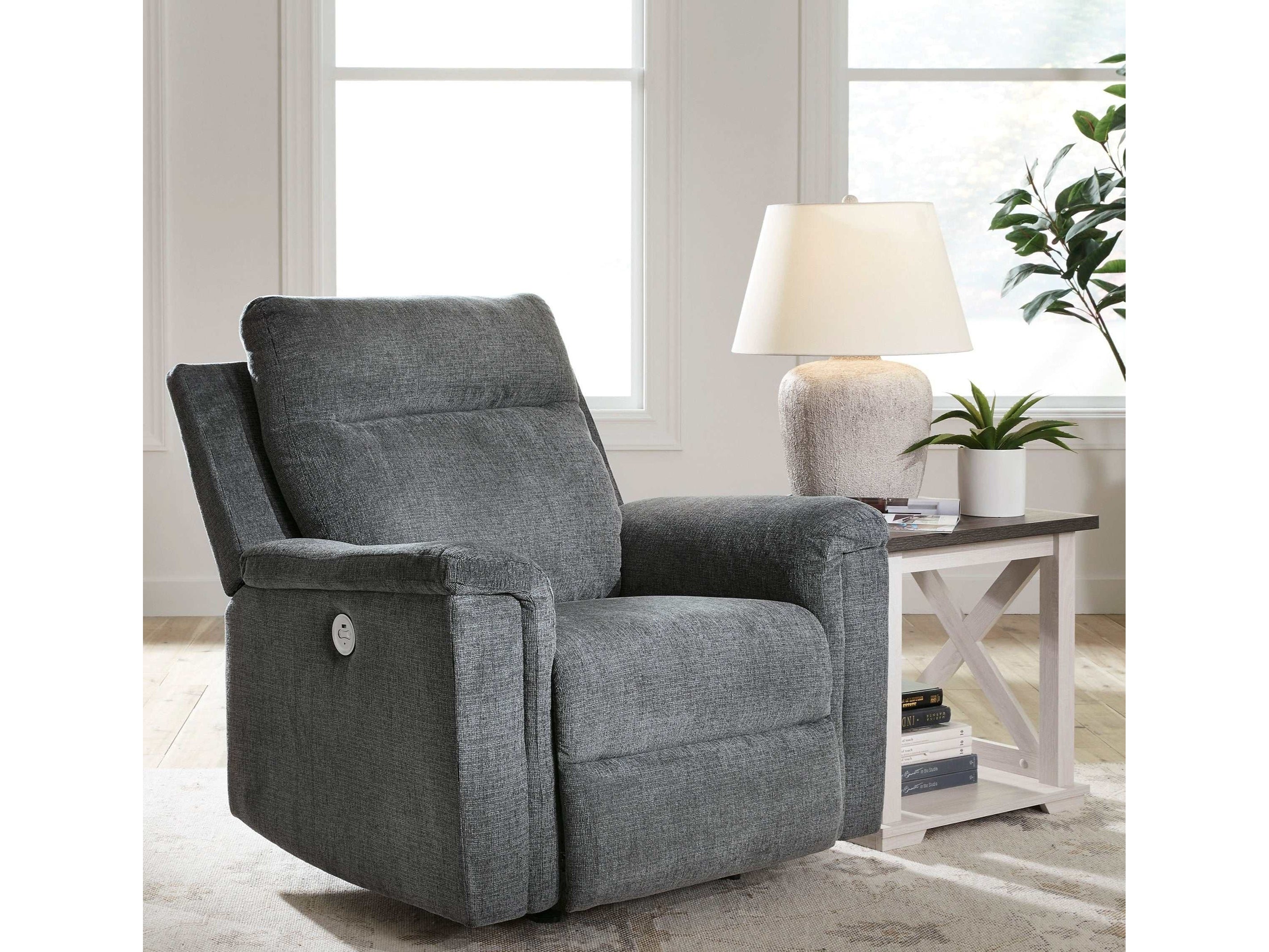 (Online Special Price) Barnsana Gravel Micro Chenille Power Recliner