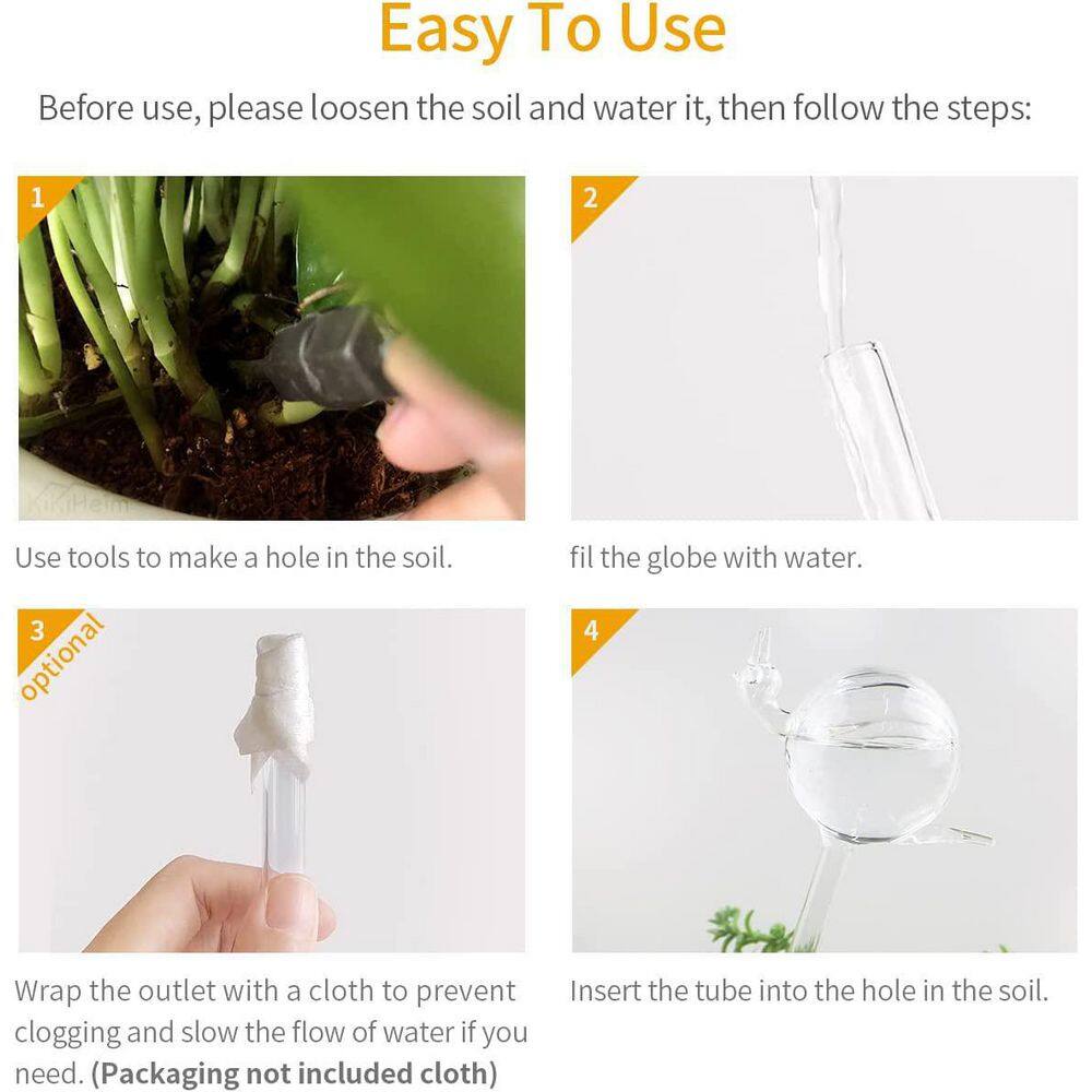 Plant Watering Ball Hand Blown Clear Glass Watering Ball for Indoor and Outdoor Plants 2 Snails B07MW84KJH