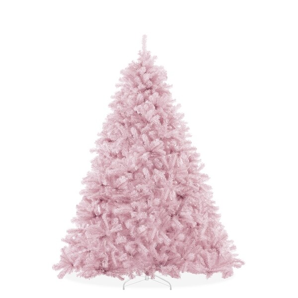 4.5FT Pink Spruce Artificial Holiday Christmas Tree with Metal Stand