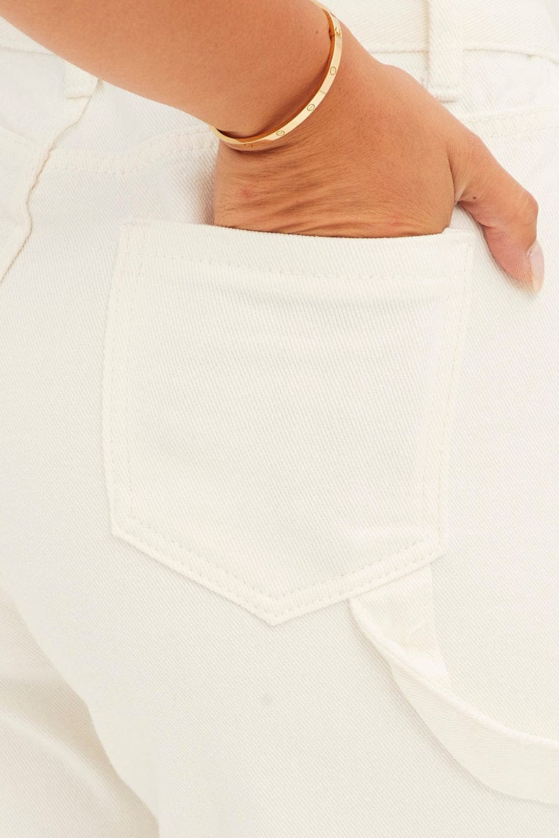 White Carpenter Cargo Pocket Jeans
