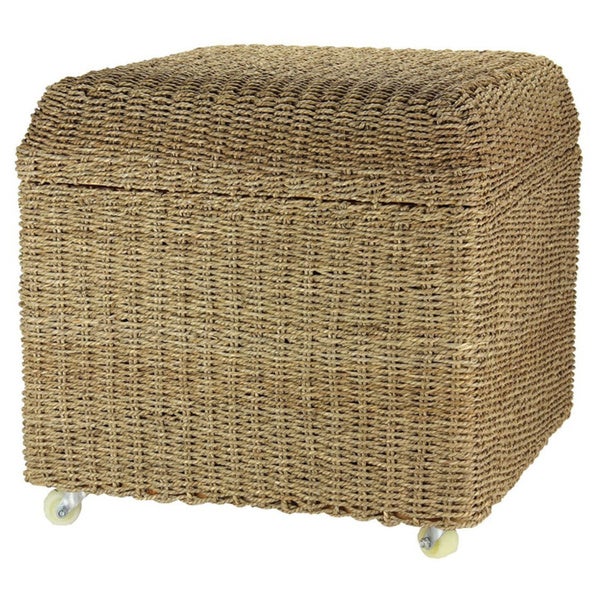 Household Essentials Rolling Wicker Storage Table