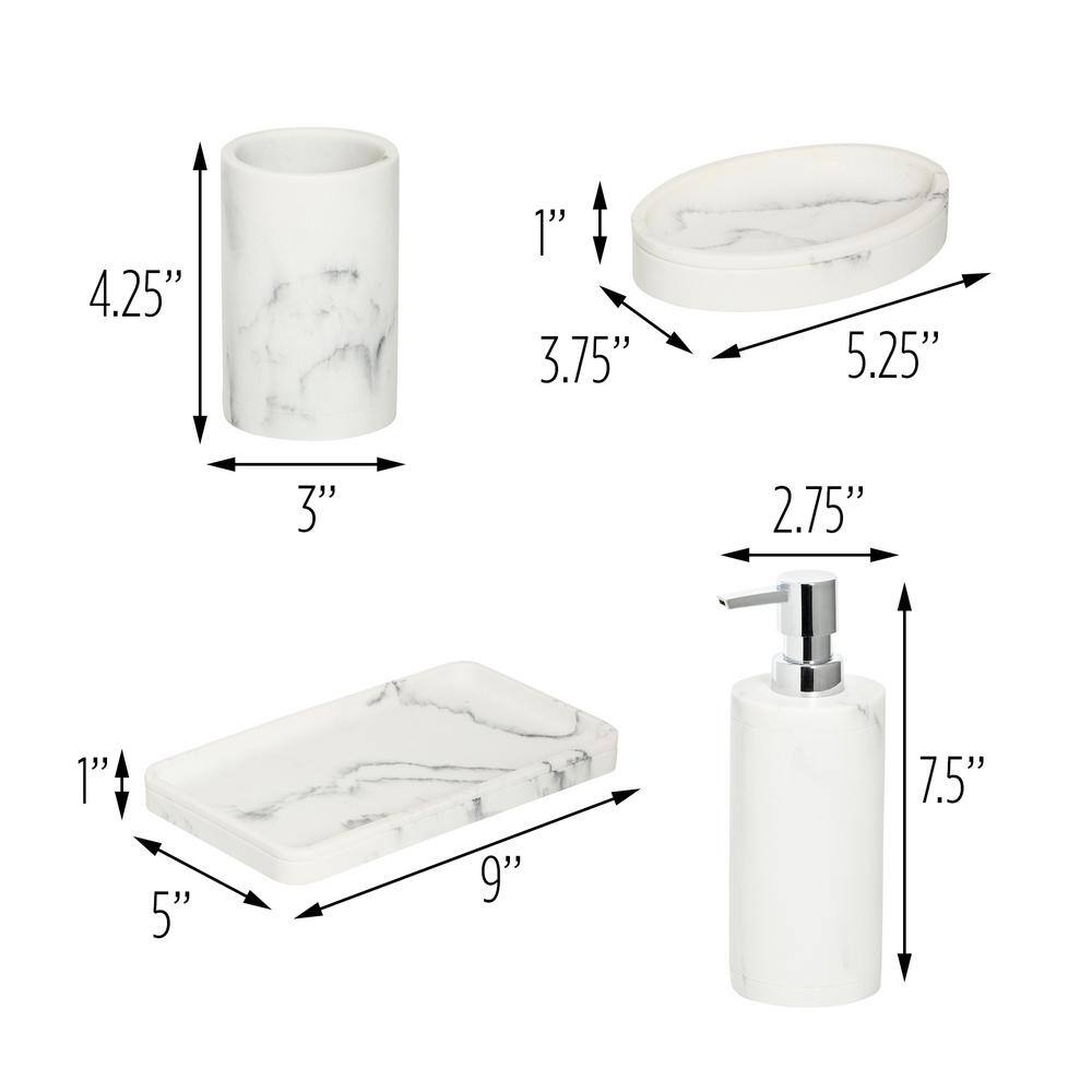 Honey-Can-Do 4-Piece Bathroom Accessories Set in Faux Marble BTH-08732