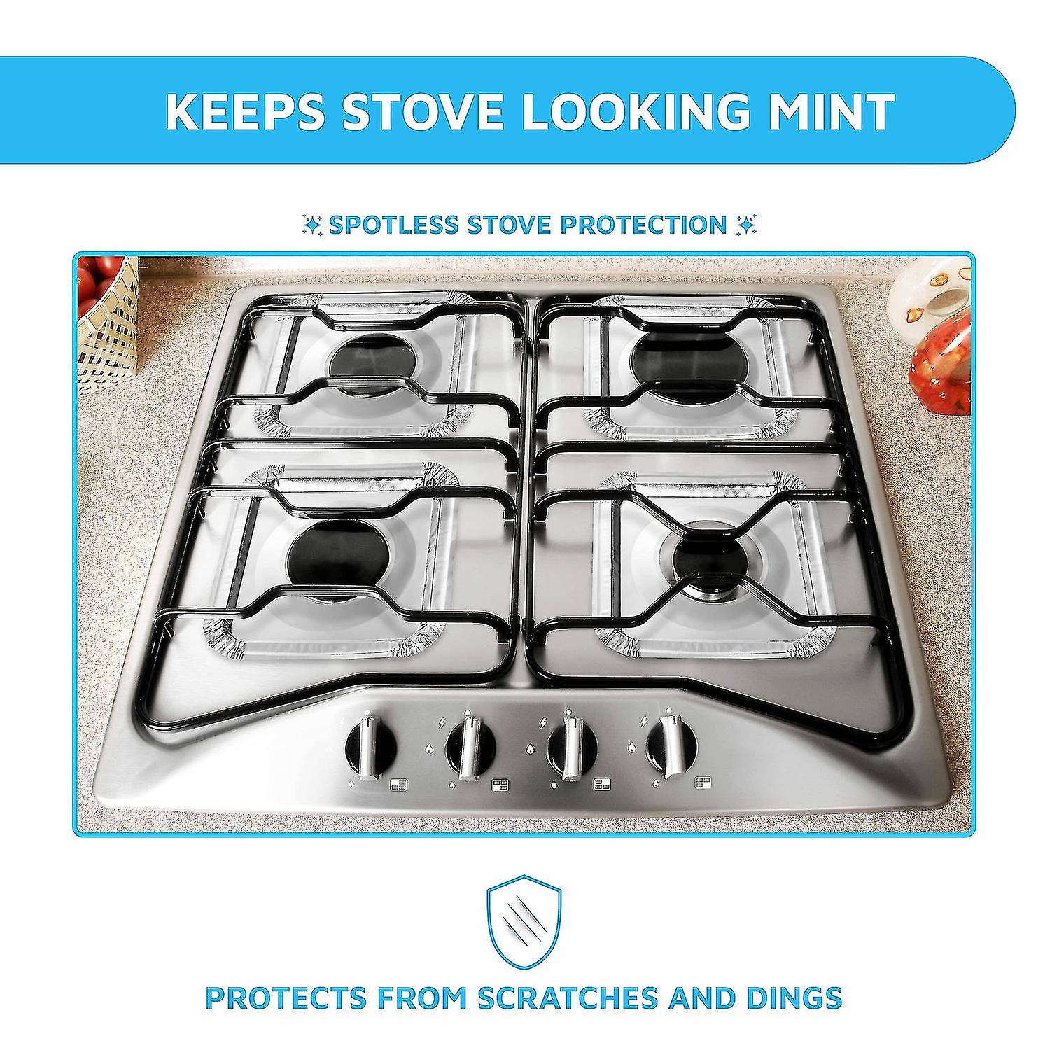 50pcs Disposable Stove Guards | Aluminum Foil Gas Range Stovetop Protectors For Home， Restaurant， Fo