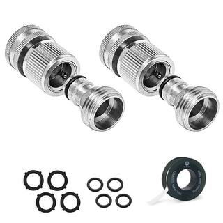 Morvat 34 in. Nickel Plated Brass Quick ConnectDisconnect Garden Hose Fittings Female and Male Connections (2-Sets) MOR-NP-AQCONNECTOR-2-A