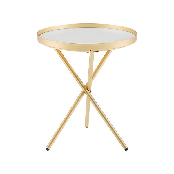 Middlebrook Minimal Faux Marble Gallery-Top Round Side Table