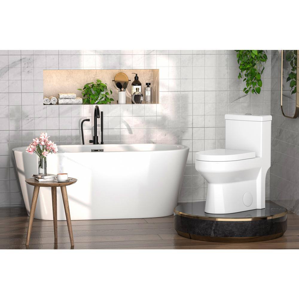 DEERVALLEY DeerValley Liberty 12 in. Rough in Size 1-Piece 0.81.28 GPF Dual Flush Elongated Toilet in White Seat Included DV-1F52812