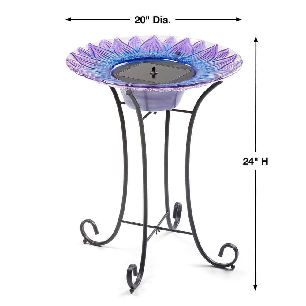 Smart Solar Bell Flower Glass Solar Birdbath 20223R01