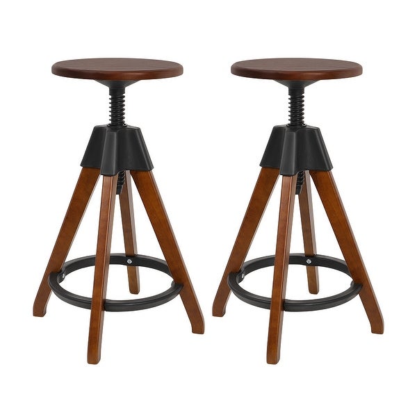 Swivel Adjustable Height Solid Wood Counter Stool - 27.6