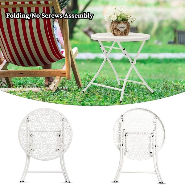 Folding Outdoor Side Tables，Anti Rust Small Patio Table Round Metal End Table