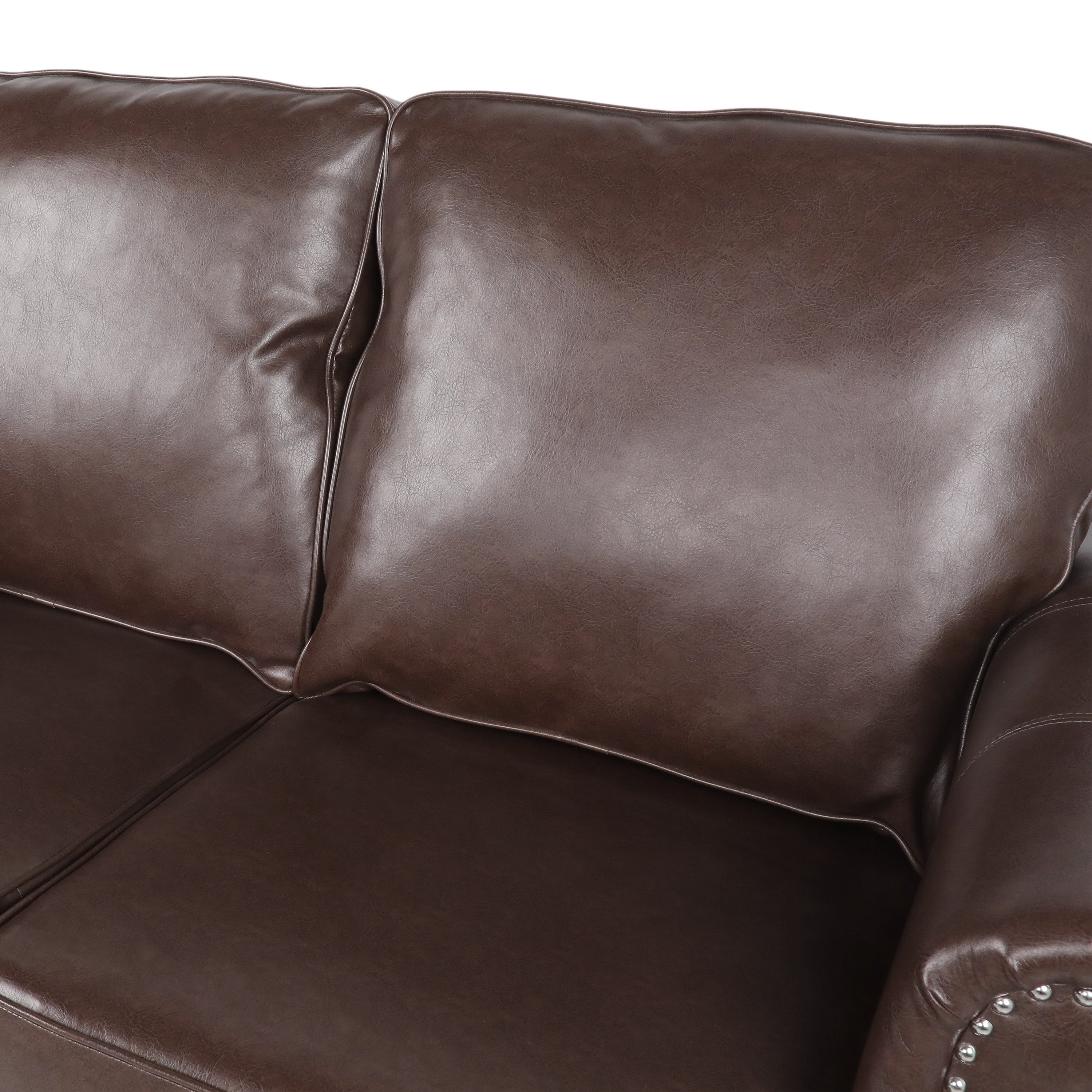 Pochelon Contemporary Faux Leather Loveseat with Nailhead Trim