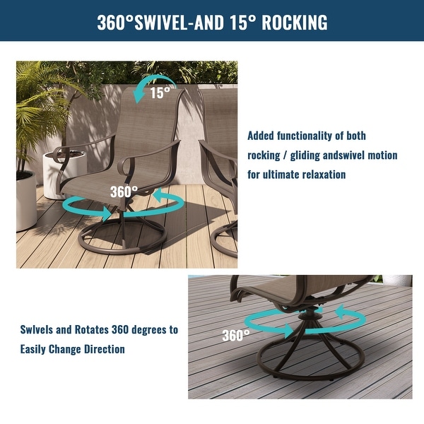 Outdoor 5 Piece Patio Swivel Chair Dining Table Set