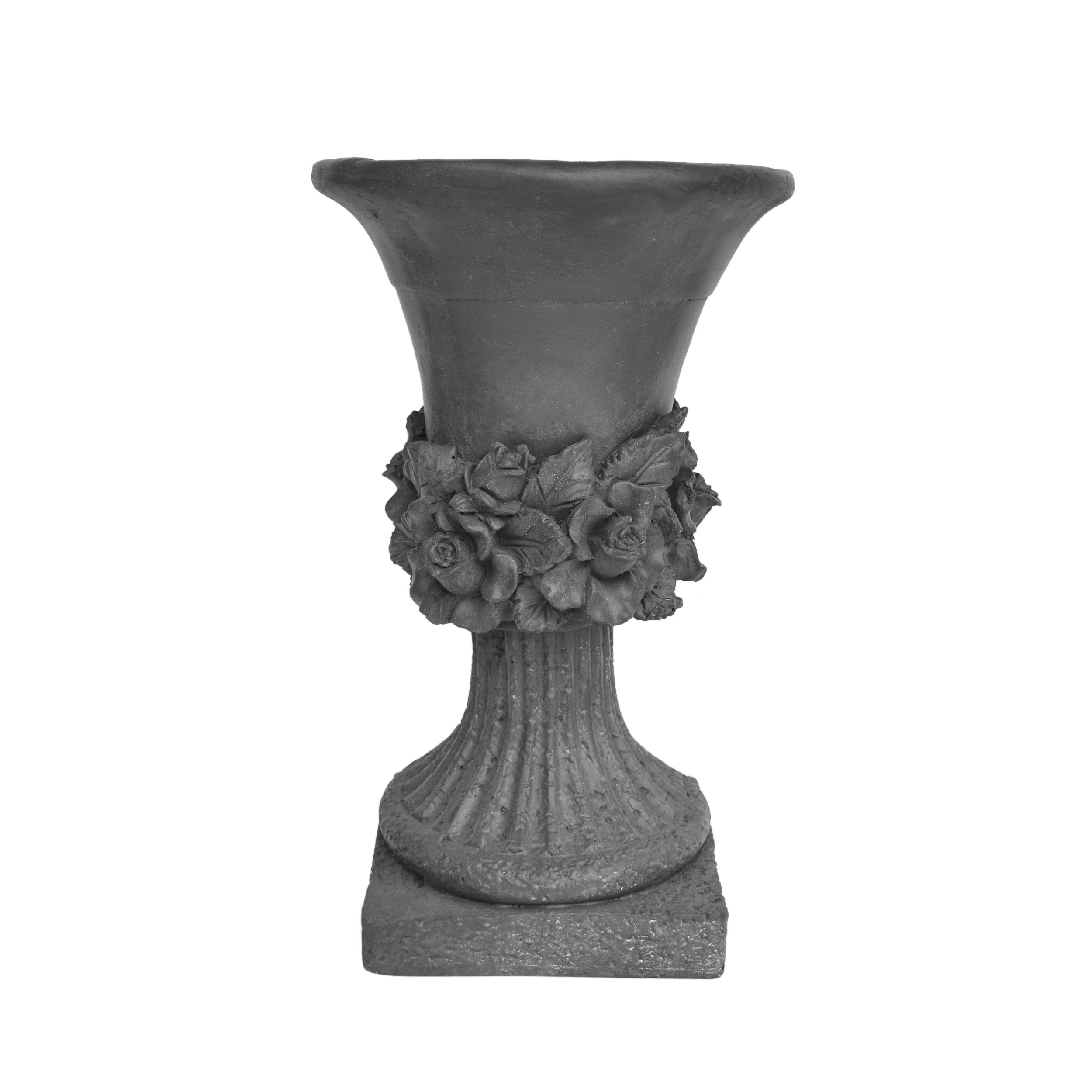 Michaelia Chalice Garden Urn Planter, Roman, Botanical, Lightweight Concrete