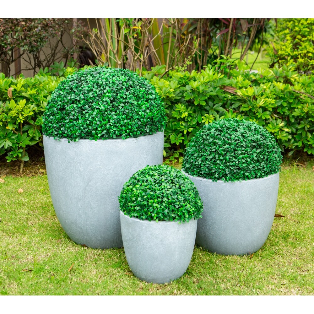 Kante Large Concrete Round Planters (Set of 3)  Outdoor/Indoor  Modern  Lightweight  Weather Resistant (Slate Gray)