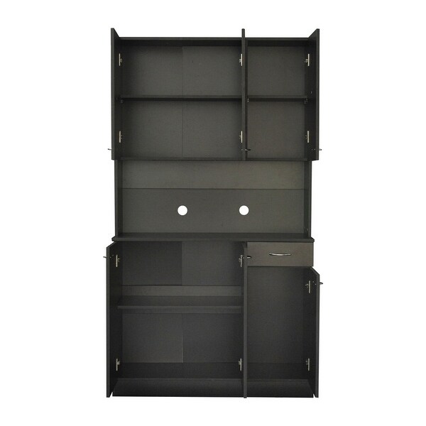 Wood Open Wardrobe with 1 Drawers， Large Storage Space - - 37938212