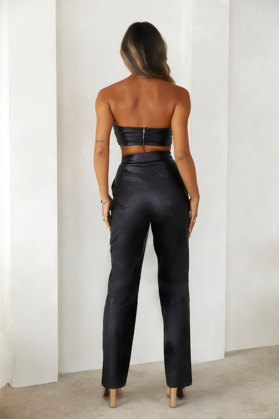 HELLO MOLLY Hot As Hell Faux Leather Pants Black