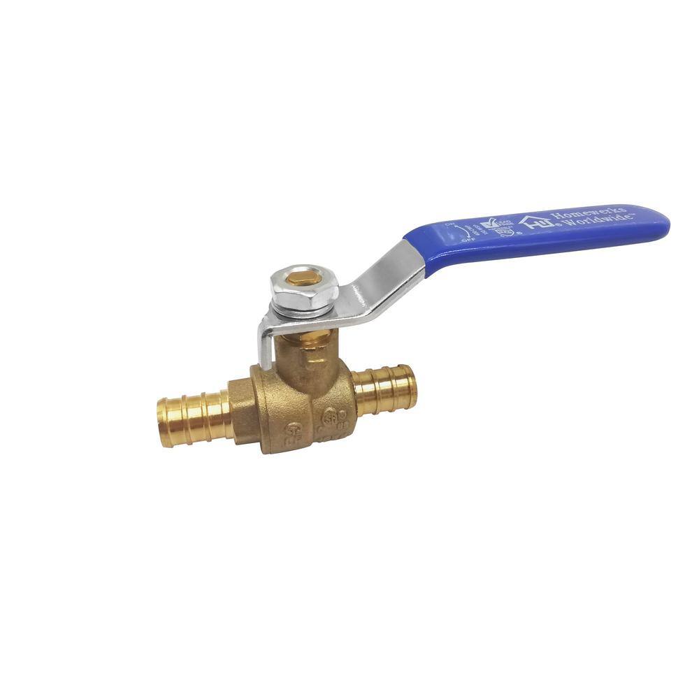 HOMEWERKS 34 in. PEX Barb x 34 in. PEX Barb Standard Port Lead Free Brass Ball Valve 111-5-34-34