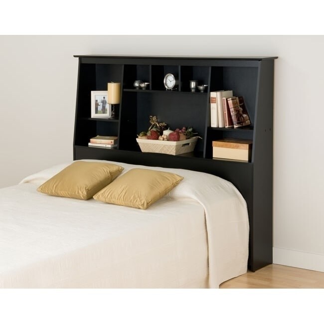 Broadway Black Full/Queen Tall Slant-back Bookcase Headboard - - 20882228