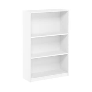 Furinno 40.3 in. White Wood 3-shelf Standard Bookcase with Adjustable Shelves 14151R1WH