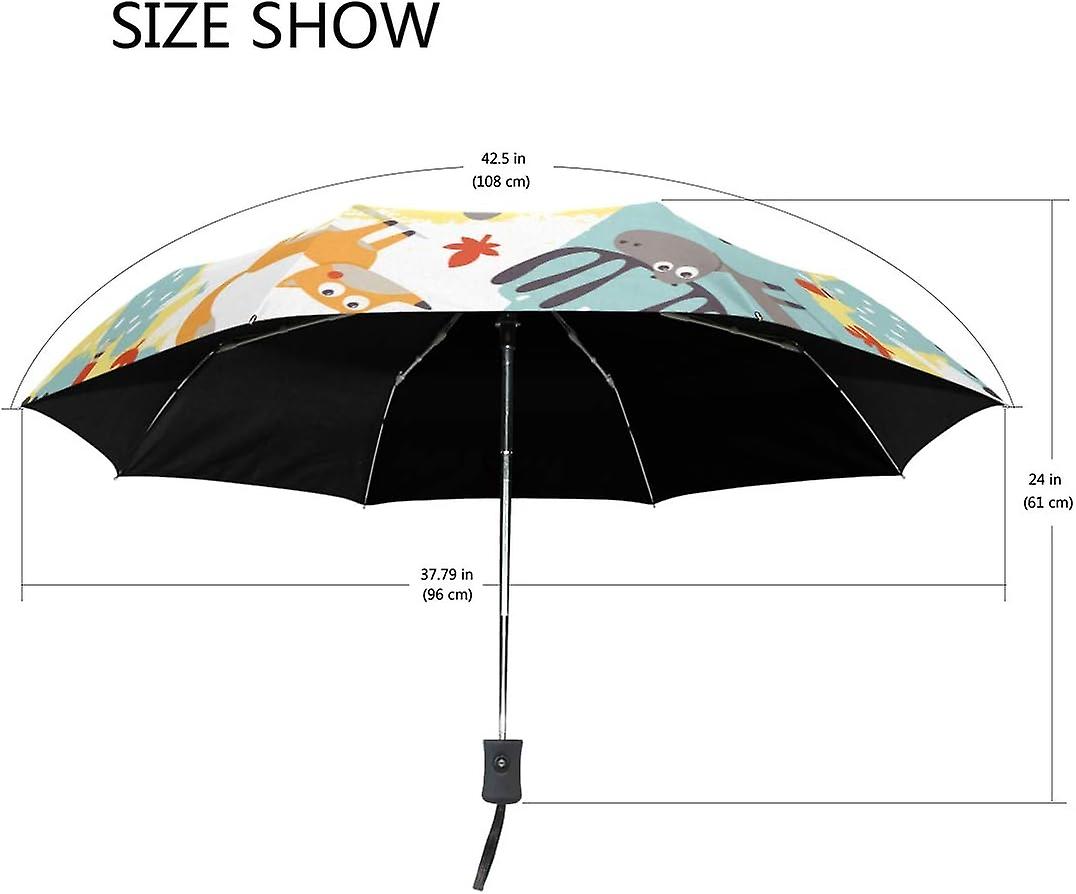 Travel Umbrella Automatic Windproof Foldable Umbrella Cute Autumn Pattern