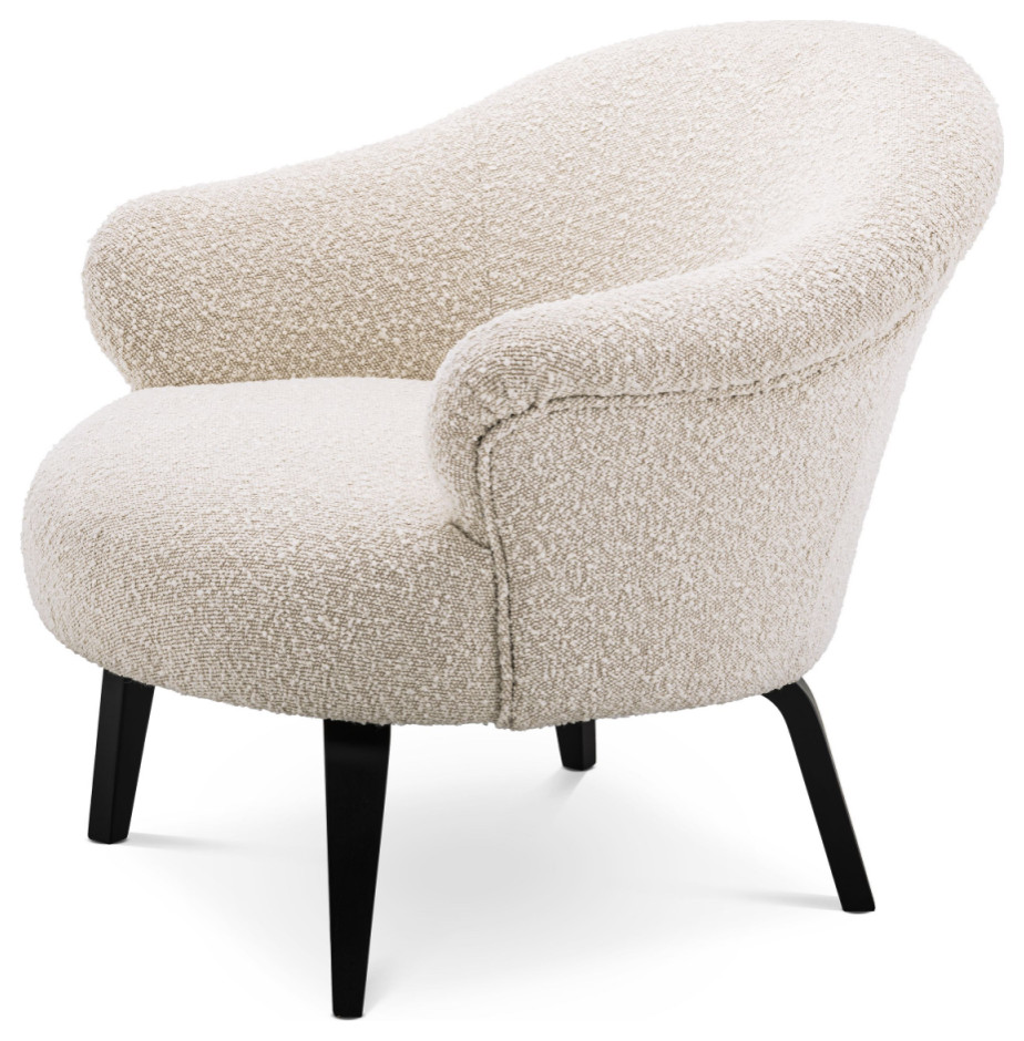 Cream Boucle Bentwood Leg Accent Chair  Eichholtz Moretti   Midcentury   Armchairs And Accent Chairs   by Oroa   Distinctive Furniture  Houzz