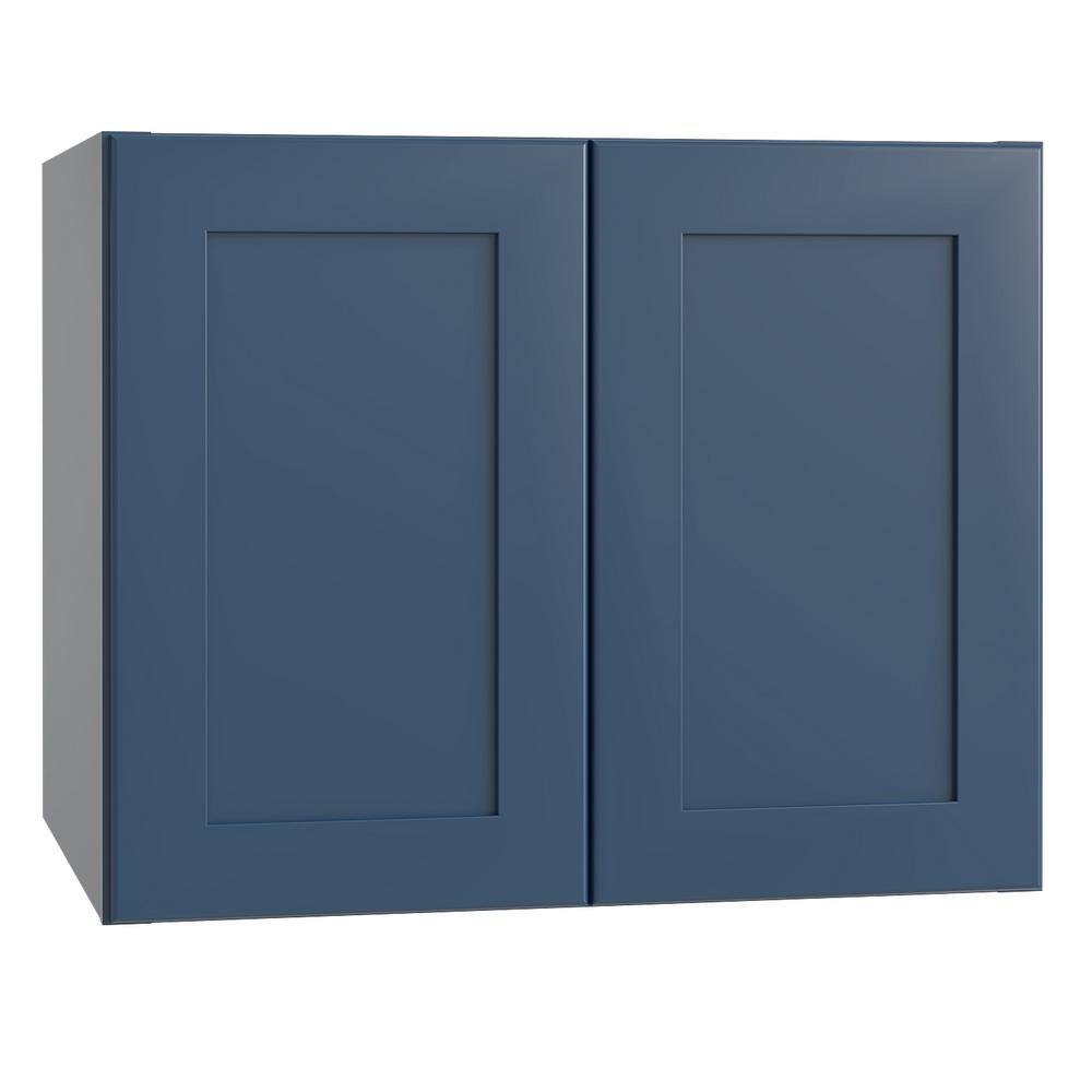 Home Decorators Collection Newport Blue Painted Plywood Shaker Stock Assembled Wall Kitchen Cabinet Soft Close 30 in. x 24 in. x 24 in. W302424-NMB