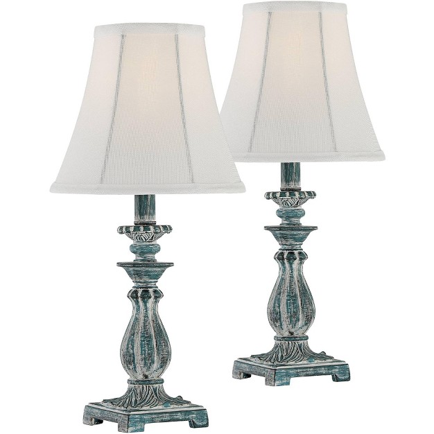 High Set Of 2 Antique Blue White Bell Shade For Bedroom Living Room Bedside Nightstand Office