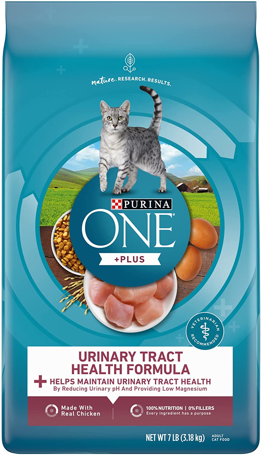 Purina ONE Urinary Tract Health High Protein， Natural Adult Dry Cat Food and Wet Cat Food 7 lb. Bag