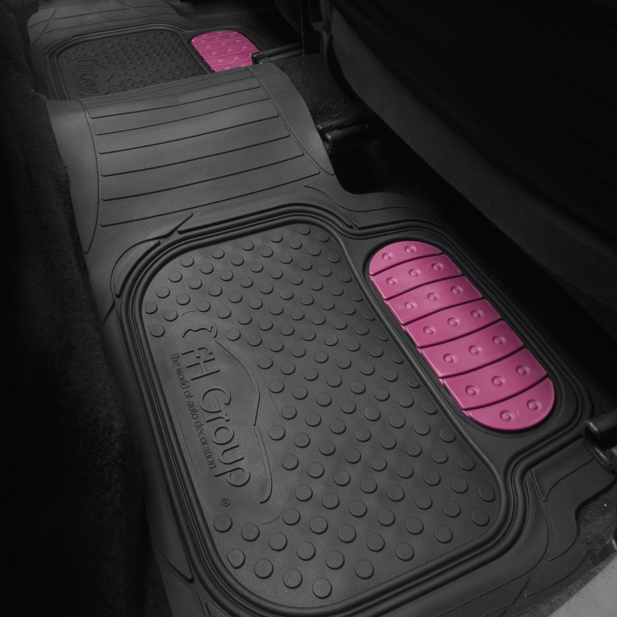 FH Group Universal Auto Floor Mats Full Set 3pcs For Car SUV Vans - 7 Colors Available