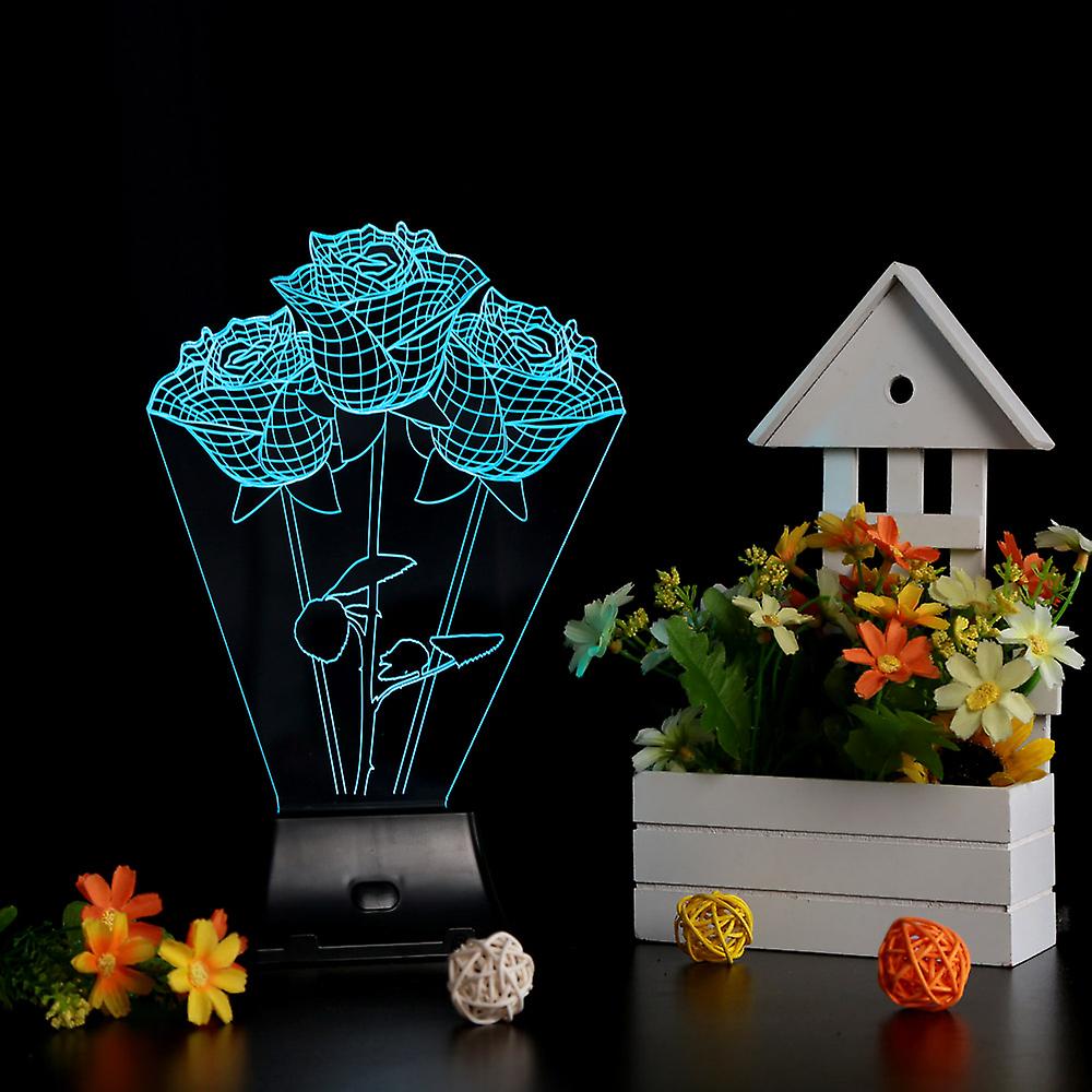 Lixada 3d Led Lamp Light Usb Rose Colorful Night Light For Wedding Deco Innovative Christmas Gift Present No.238507