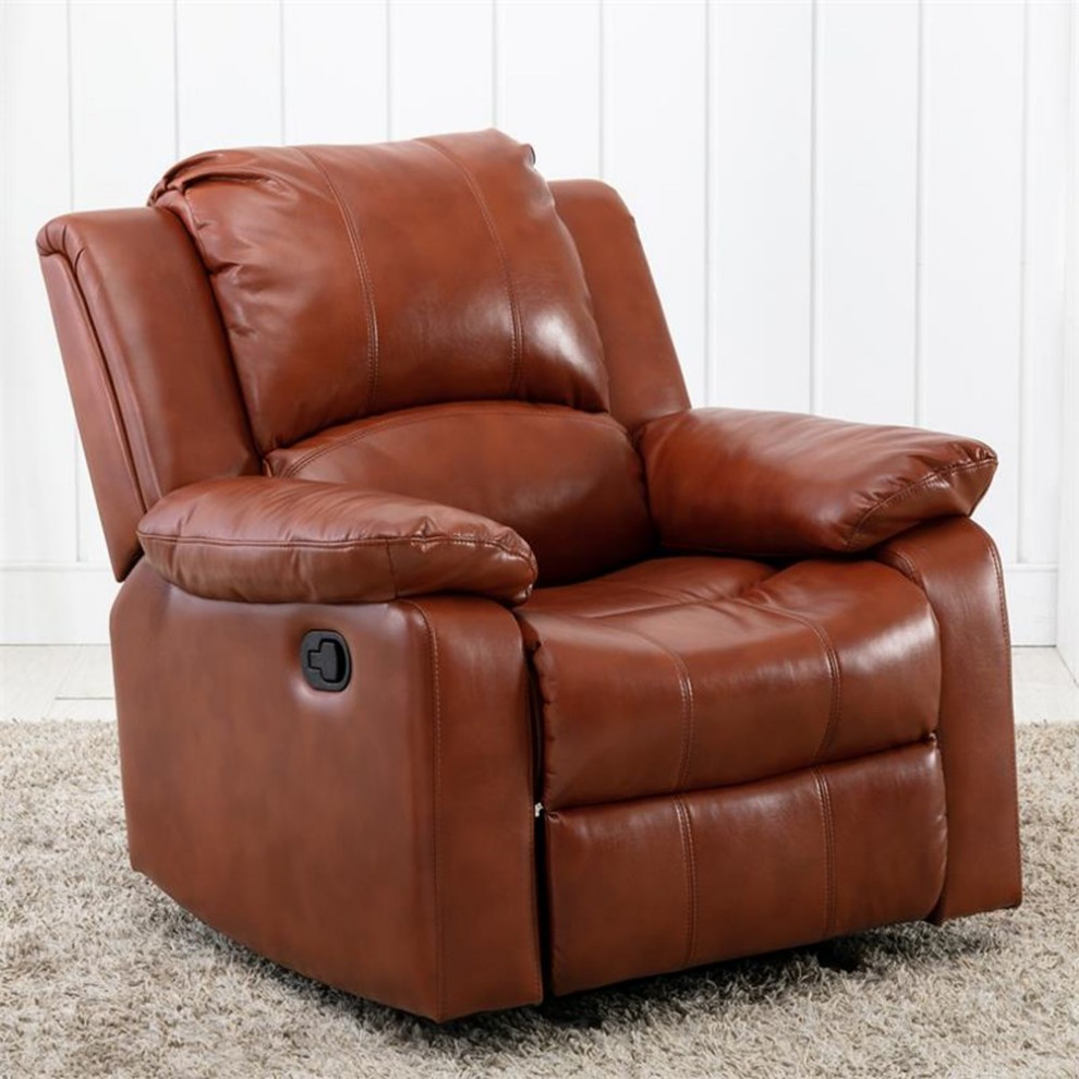 Home Square Faux Leather Glider Rocker Recliner in Caramel   Set of 2   Contemporary   Recliner Chairs   by Homesquare  Houzz