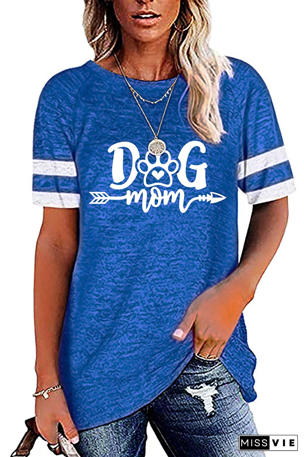 Dog Mom Print Graphic Tees for Women Wholesale Short Sleeve T shirts Top