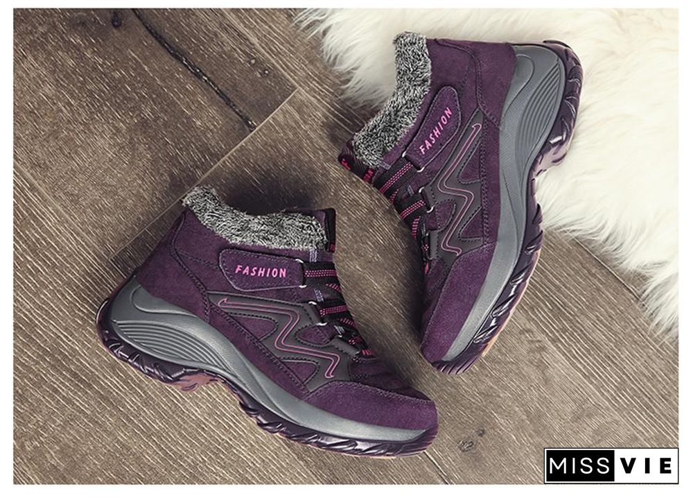 Winter women snow boots women warm push ankle boots high wedge waterproof boots rubber hiking boots shoes