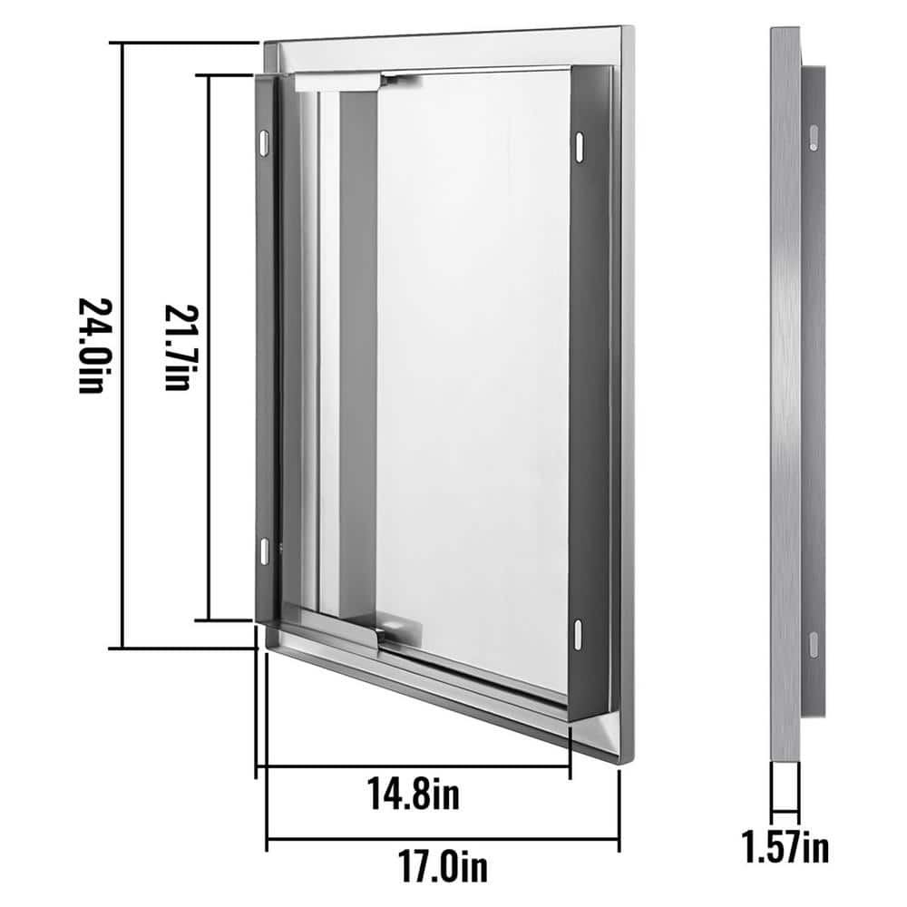 VEVOR 17 in. W x 24 in. H Single BBQ Stainless Steel Access Door with Recessed Handle Outdoor Kitchen Doors for Storage Room BXGCGMXKSKM17X241V0