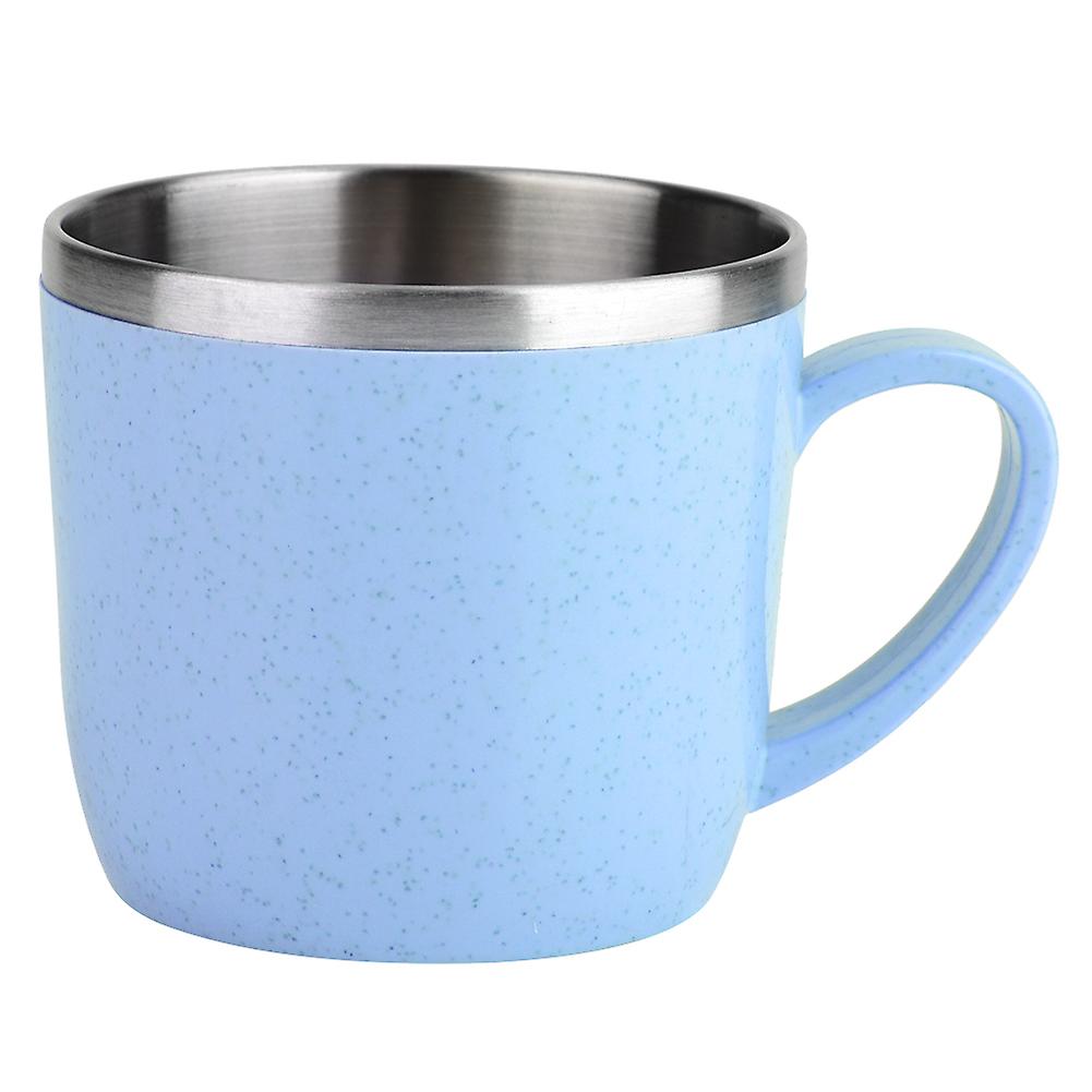 Stainless Steel Wheat Straw Cup Thermal Flasks Insulation Water Coffee Juice Milk Mug(blue)