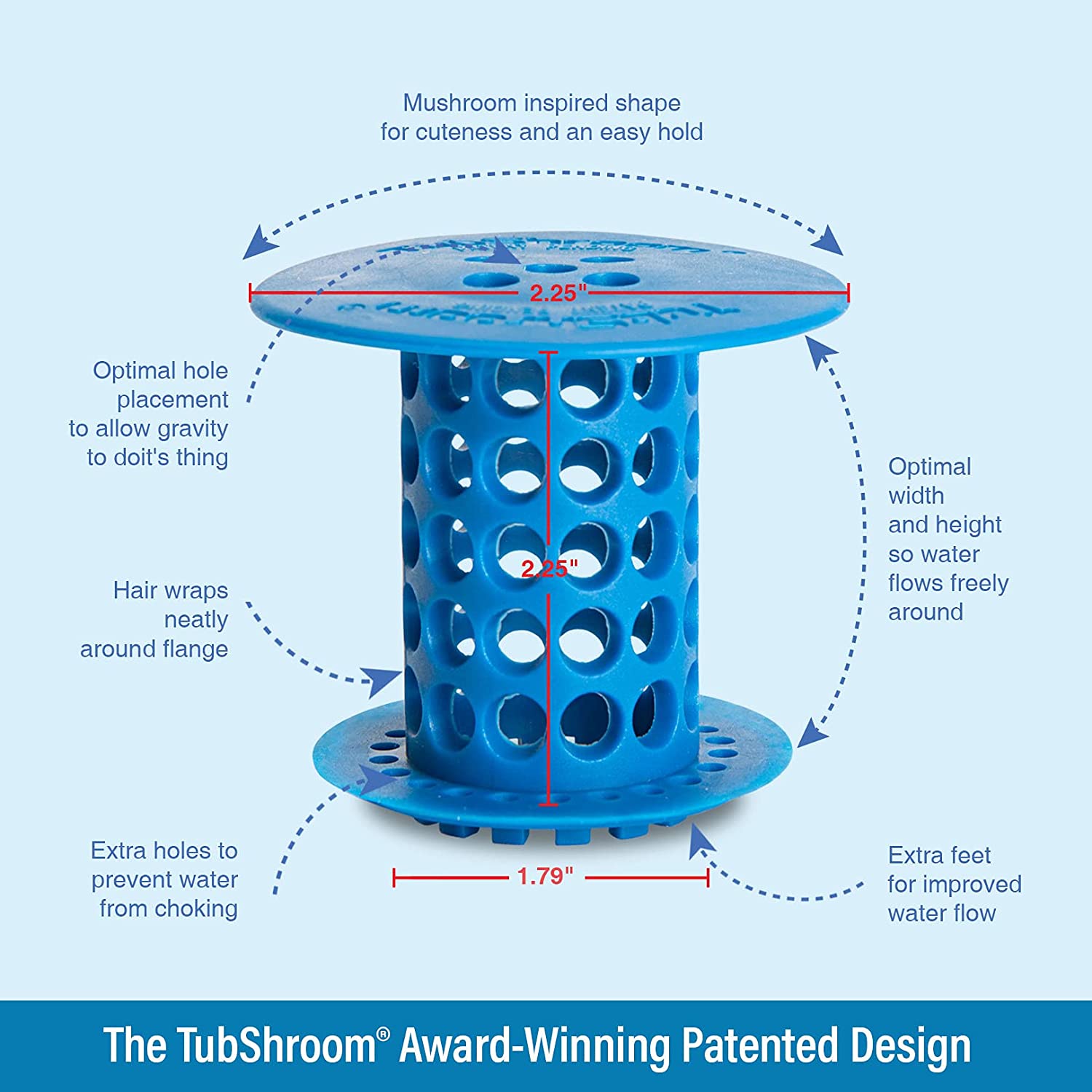 TubShroom Revolutionary Tub Drain Protector Hair Catcher