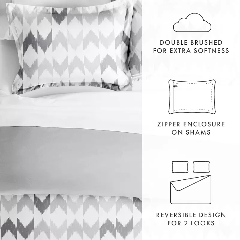 Home Collection Premium Ultra Soft Chevron Sleep Pattern Reversible Duvet Cover Set