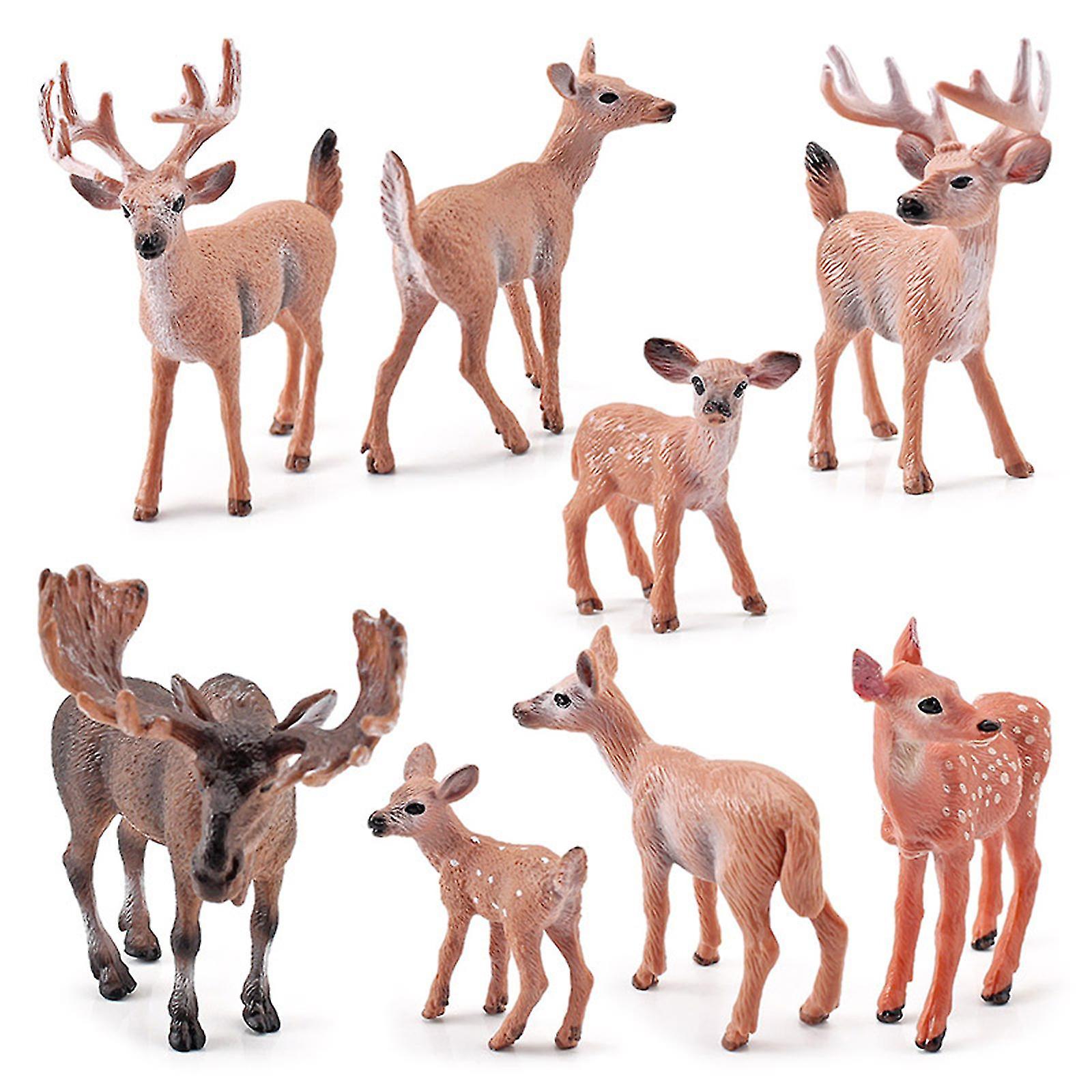 8pcs Deer Figurines Model Deer Toys Figure Small Woodland Animals Set Kids Toys