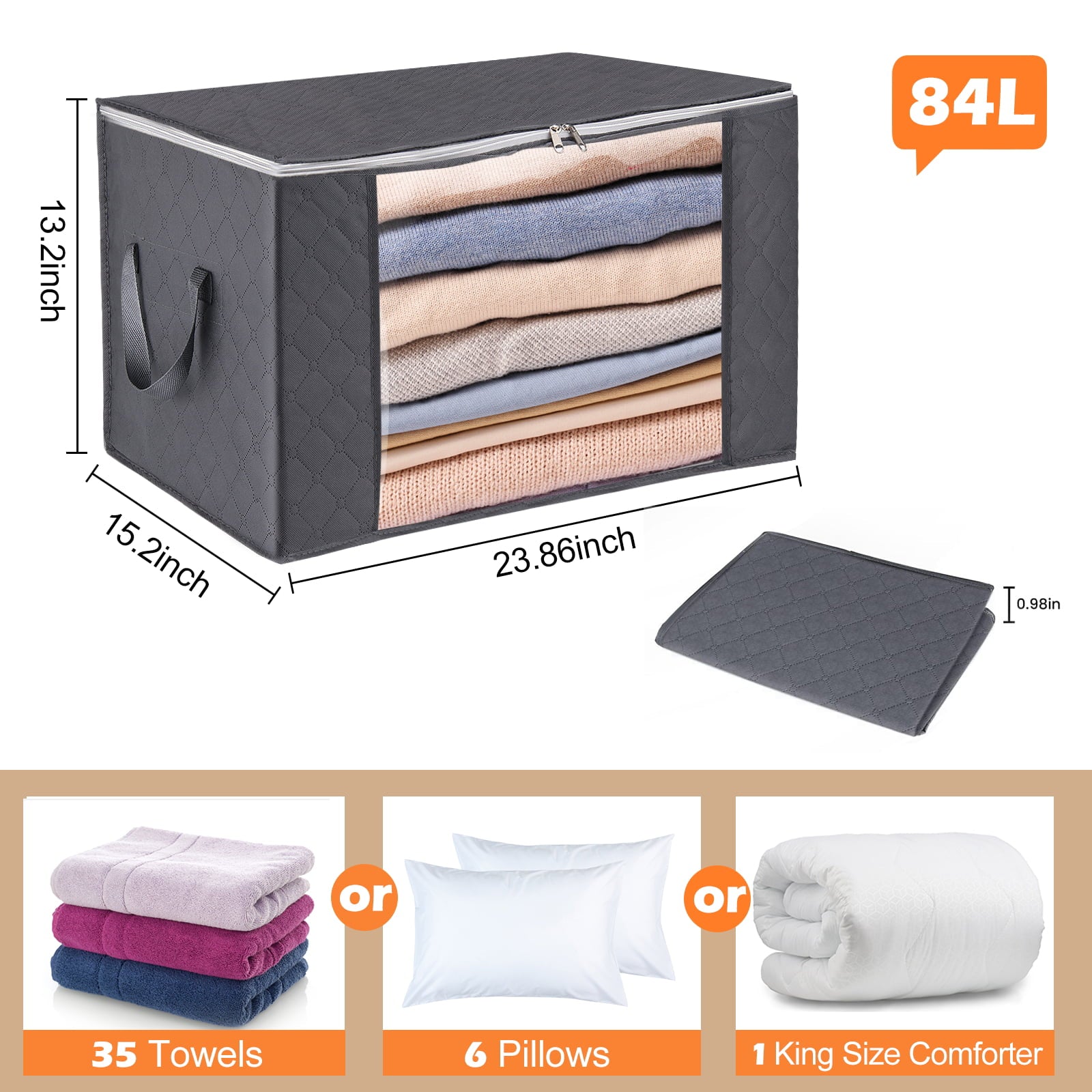 Wardrobe Clothes Organizer – 3-Pack Large Storage Containers for Clothes